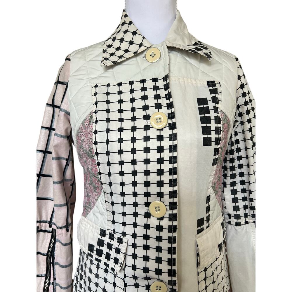 Custo Barcelona Patchwork Spring Trench Coat Quil… - image 4